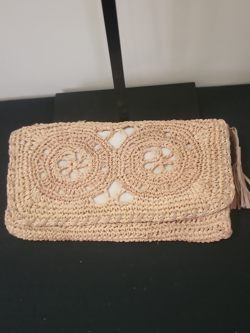 Woven Straw Clutch Bag in Natural Beige